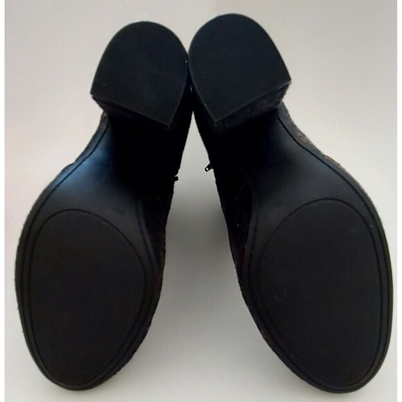 Womens Black Embroider Boots Flannel Plaid Floral Size 9.5 Block Heel Indigo Rd - Picture 5 of 7